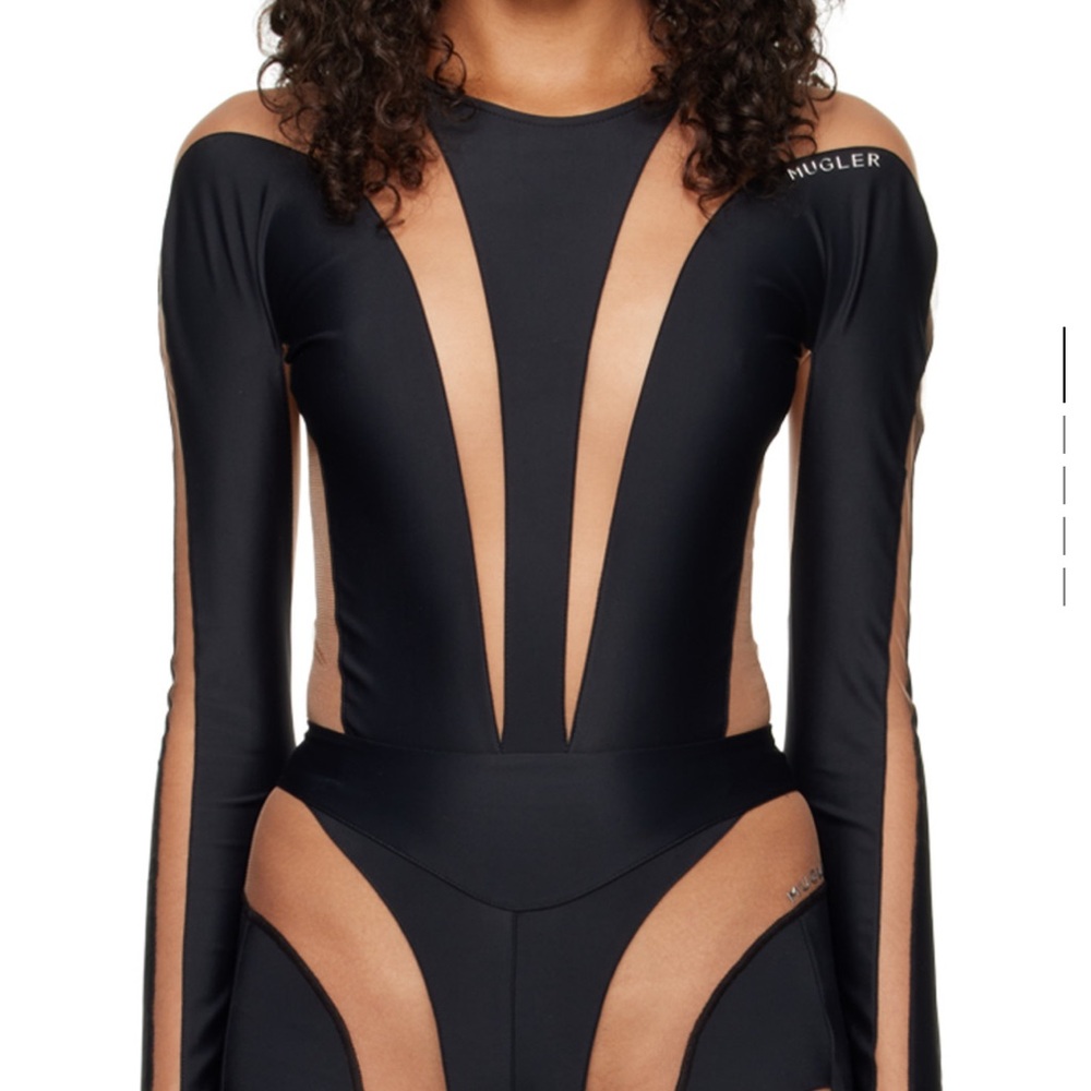 Mugler Black and Nude Bodysuit